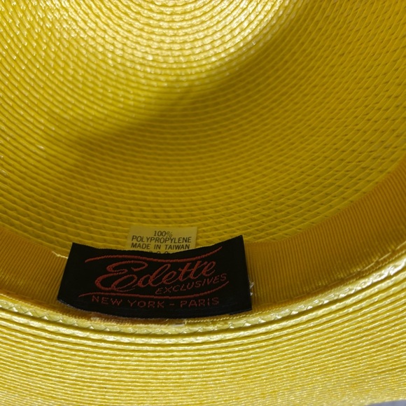 70’s Vintage ❤️Edette New York Elegant Yellow and Black Wide-Brim Hat - Picture 7 of 7